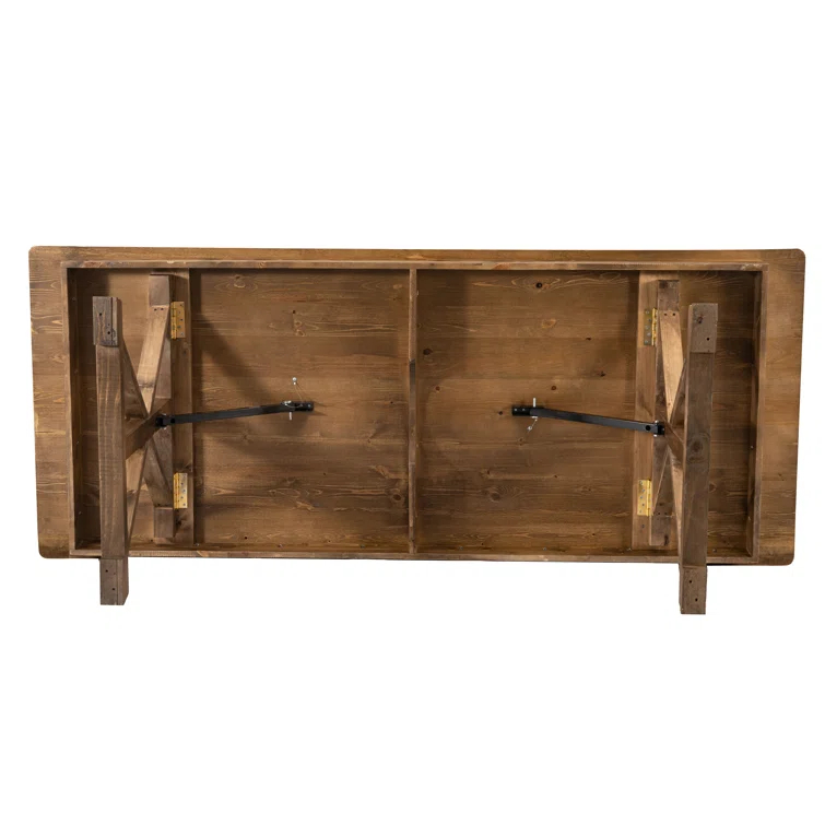 Flash Furniture Eternity Rectangular Solid Pine Farm Dining Table with Folding X-Style Legs