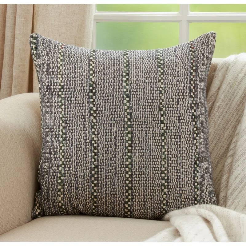 Saro Octavia Collection Striped Cotton Pillow Cover