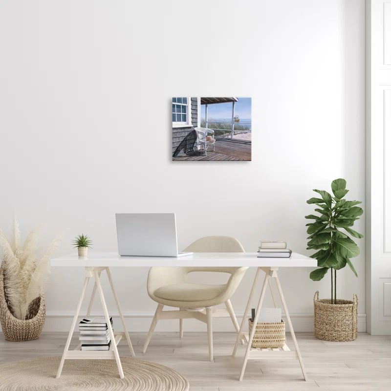 Stupell Industries " Coastal Cottage Porch Chair Seaside Boardwalk Scenery " by Tom Mielko