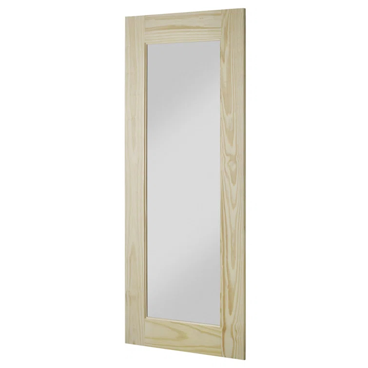 Renin Reflex 84'' Solid Wood Mirrored Unfinished without Installation Hardware Kit Barn Door