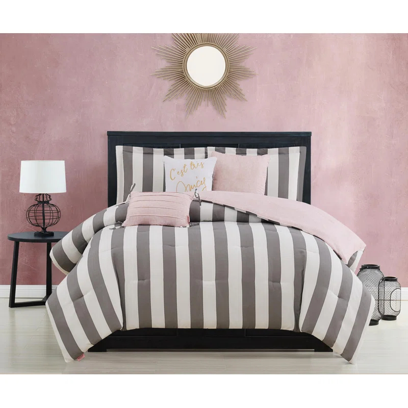 Juicy Couture Cabana Stripe Reversible Comforter Setswith Decorative Pillows