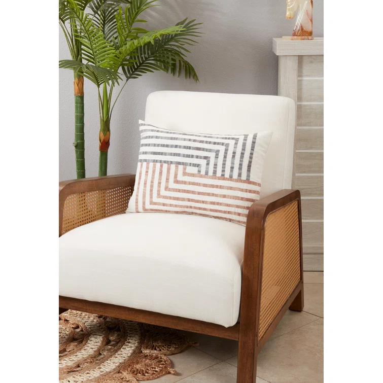 Saro Amore Design Geometric Cotton Throw Pillow