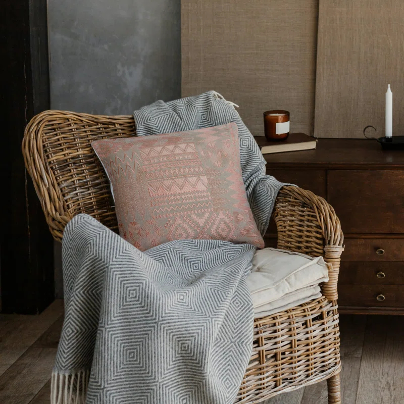 Peppermint Home Arya Embroidery Throw Pillow | Cover and Insert | 20x20 | Amber/Orange