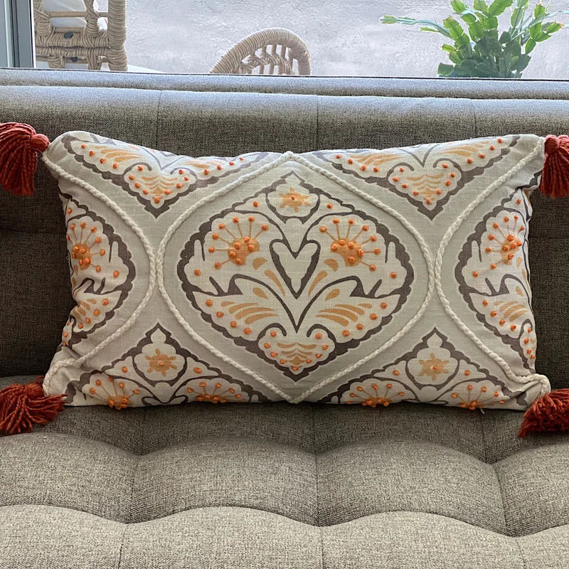 Drew DeRose Designs Texstyles Tassels Cotton Throw Pillow