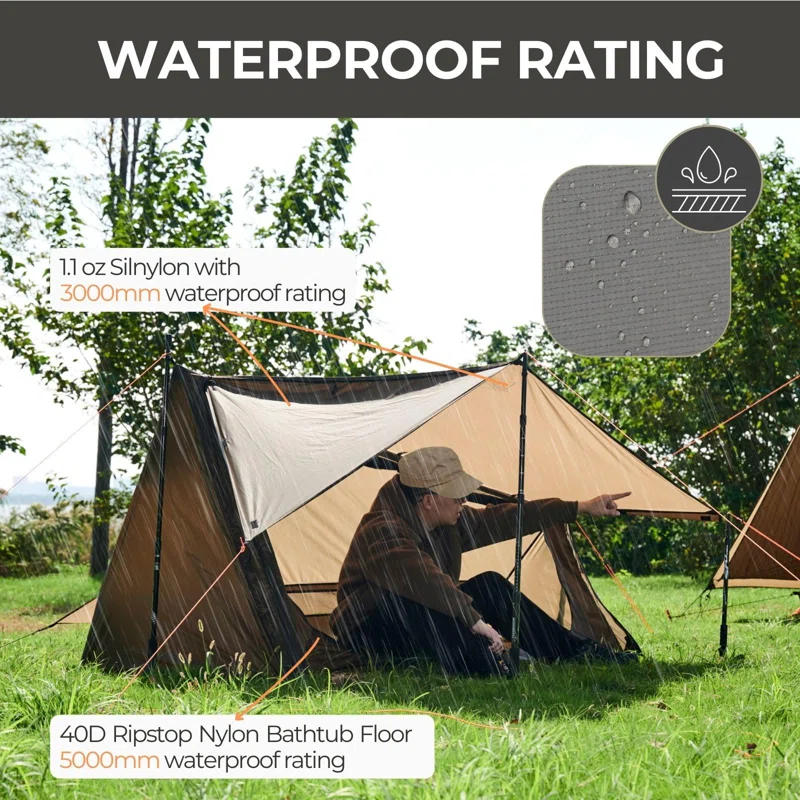 LIFETIME FLOORING LLC Backpacking Tent For Single Person, 3 Season Ultralight Tent Waterproof Silnylom Bushcraft Tent Shelter Lightweight 1 Person Tent For Camping Backpacking Hiking, NO Trekking Pole