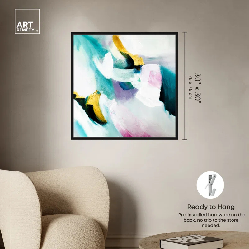 Art Remedy Art Remedy Still Violas Framed Blue Abstract 1 Piece Canvas Wall Art 56586