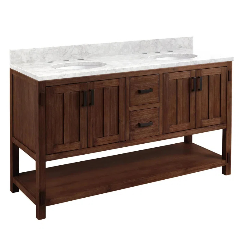 60" Morris Double Bathroom Vanity Set with Oval Undermount Sinks
