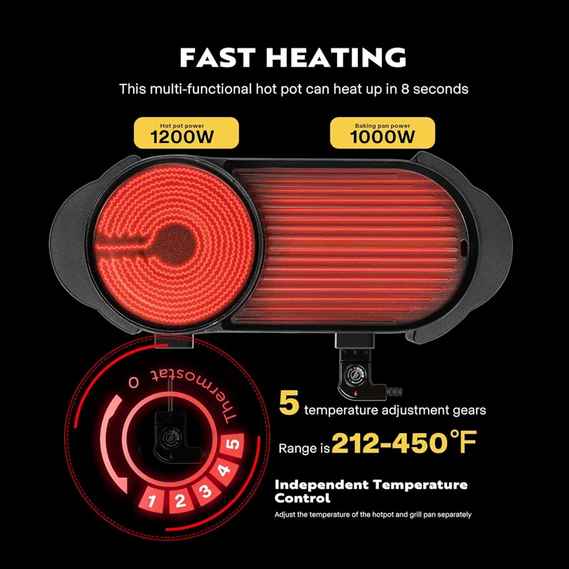 VIVOHOME VIVOHOME 28'' Non Stick Electric Grill with Glass Lid