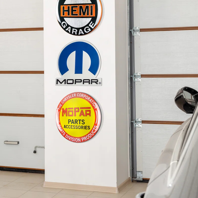 American Art Decor Mancave Round American Art Decor Mopar Dome Metal Sign Wall Decor - 15.5" x 15.5" x 3"