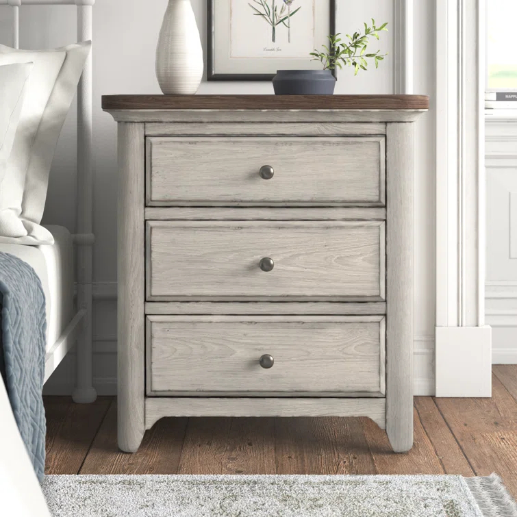 Sand & Stable™ Harlowe 3 Drawer Nightstand w/ Charging Station