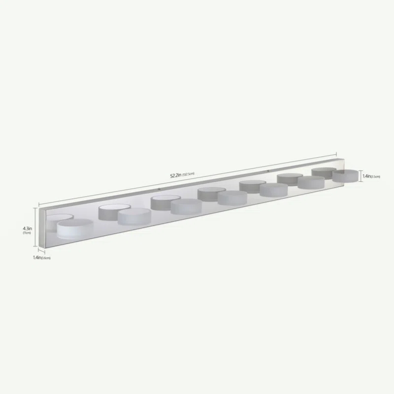 Orren Ellis Modern 7-Light LED Vanity Light Fixture - Iron Finish With Acrylic Shades - Energy-Efficient Bathroom Wall Sconce - Dimmable, 52.2-Inch Length