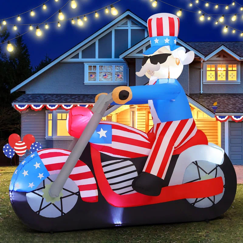 GOOSH Independence Day Inflatable 5.9 FT 4th of July Inflatables Uncle Sam Decor with LED Lights