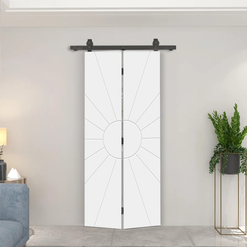 Calhome Modern Bi-Fold Barn Door with Sliding Hardware Kit