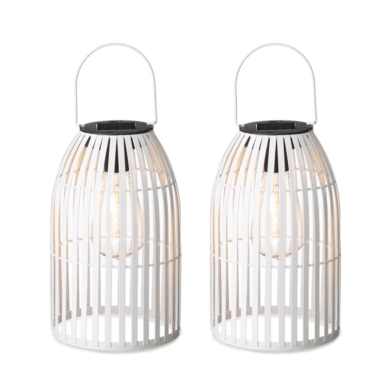 Glitzhome 9.75'' Integrated LED Outdoor Lantern (Set of 2)