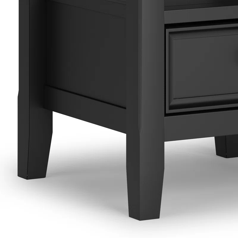 Simpli Home Amherst Solid Wood Transitional End Table with Drawer and Shelf