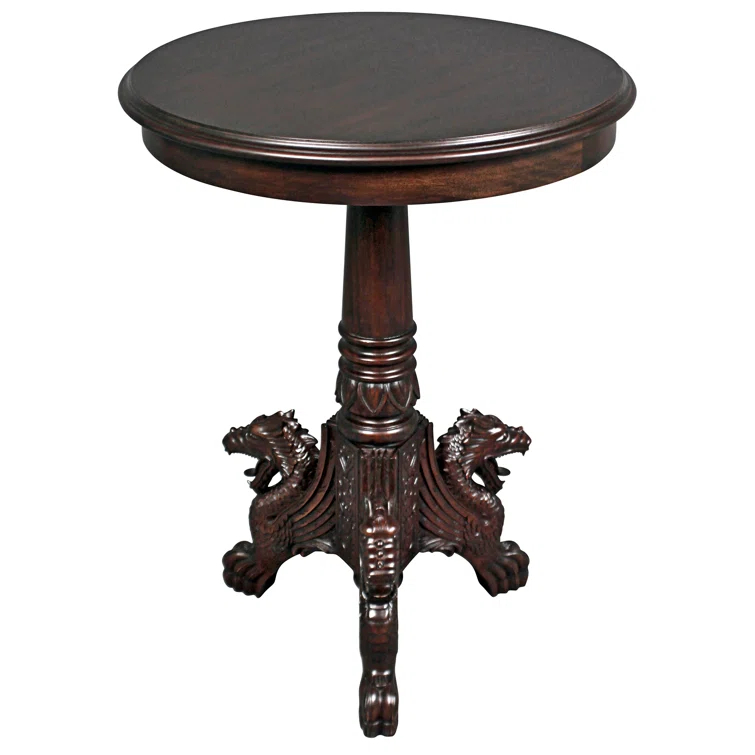 Design Toscano Heraldic Dragon Pedestal End Table