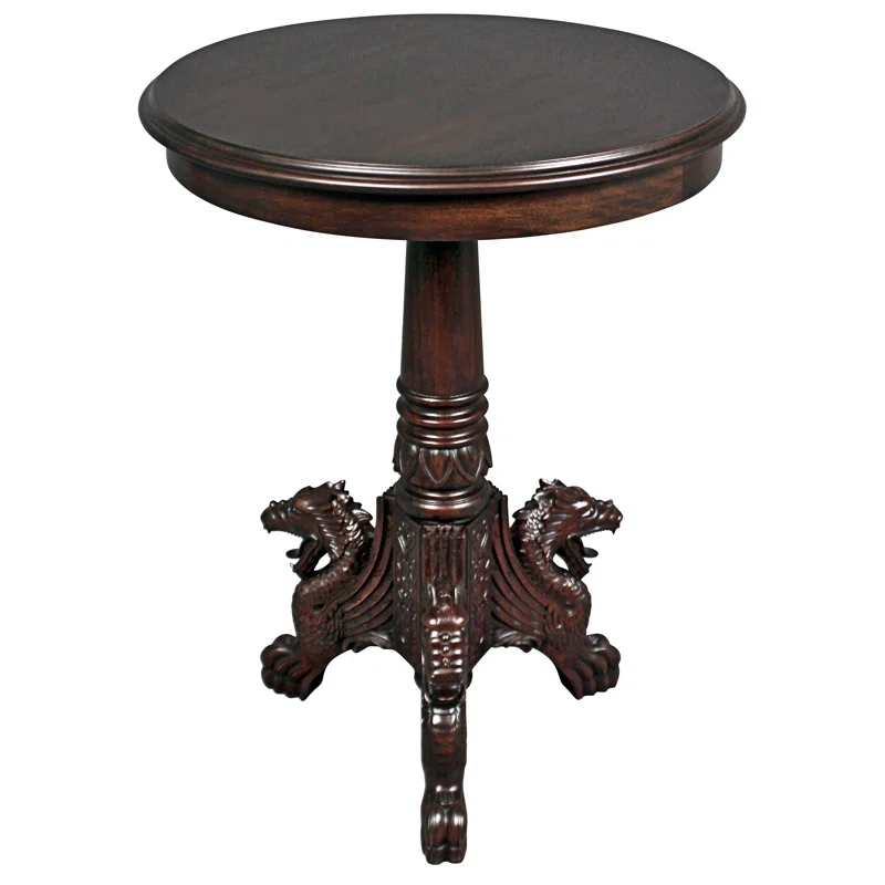 Design Toscano Heraldic Dragon Pedestal End Table