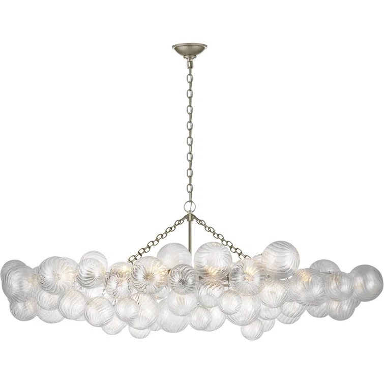 Talia 63" Burnished Silver Leaf Glass Linear Chandelier