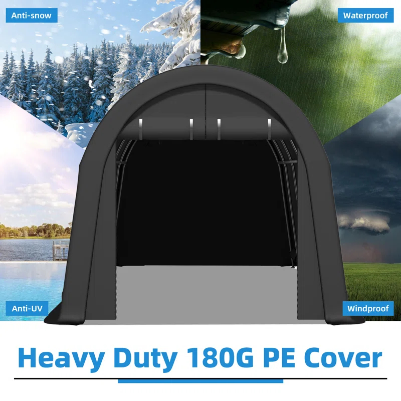EROMMY Erommy 10 Ft. W x 20 Ft. D Galvanized Steel Portable Garage, Anti-Snow Carport, Storage Shed Canopy