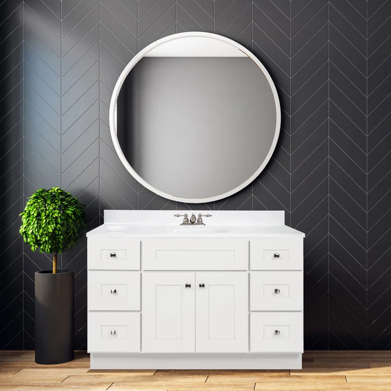 Design House Brookings 48 Inch Bathroom Vanity, Ready to Assemble, Solid Wood, Sherwin Williams – Design House, 599001-