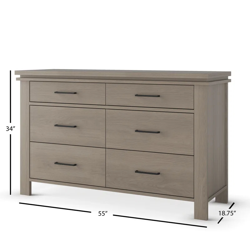 Child Craft Denman 55" Wide 6-Drawer Double Dresser