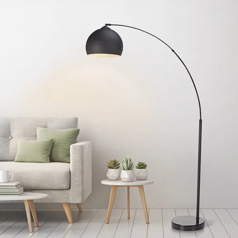 Wrought Studio™ Perlis 66.93" Arc Floor Lamp with Solid Marble Base