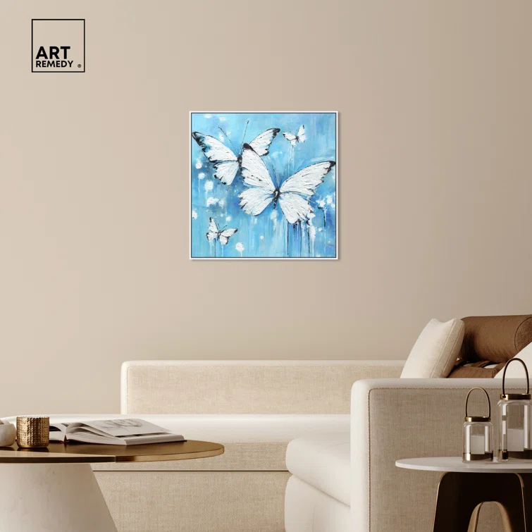 Art Remedy Art Remedy Textured Blue Butterflies Framed Butterfly 56175