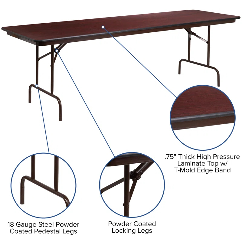 Flash Furniture Wofford 24" x 48" Rectangular High Pressure Mahogany Laminate Folding Banquet Table