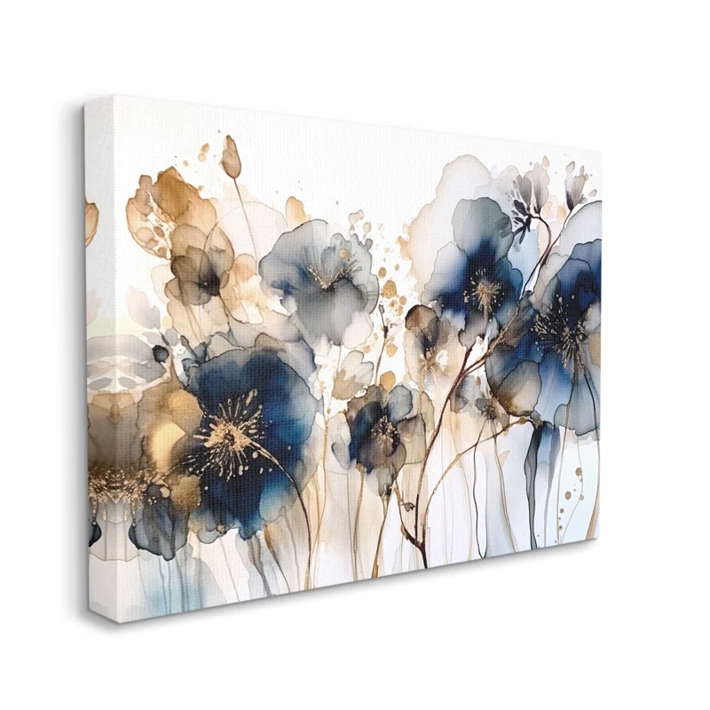 " Navy And Gold Abstraction " by LSR Design Studio