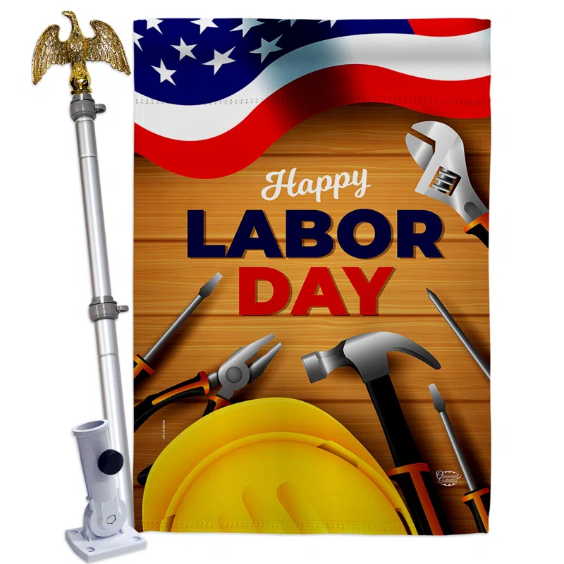 Ornament Collection Double Sided 40'' H x 28'' W Polyester Independence Day Flag Set