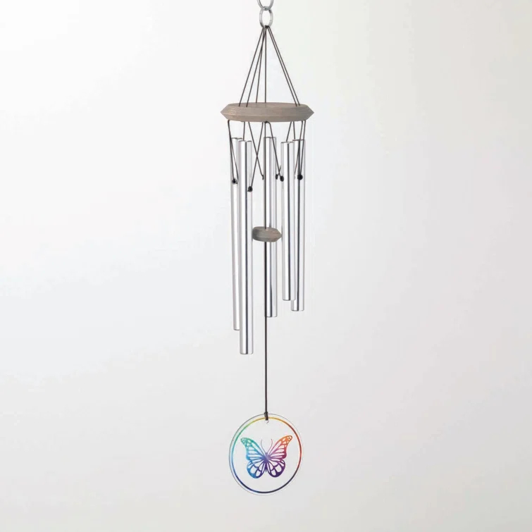 Woodstock Chimes Signature Collection, Habitats Chime, 22'' Glass Butterfly Wind Chime Habitats And Nature Wind Chimes For Outdoor, Patio, Home Or Garden Decor (HCGLB) | Wayfair