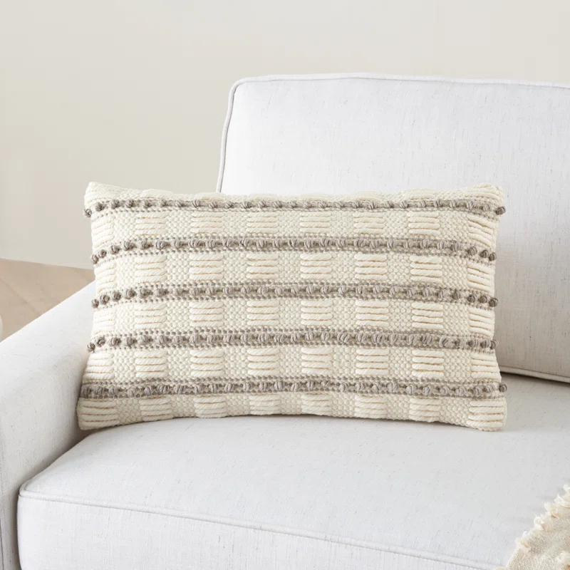 Mina Victory GC384-012020 Textured Cotton Blend Throw Pillow