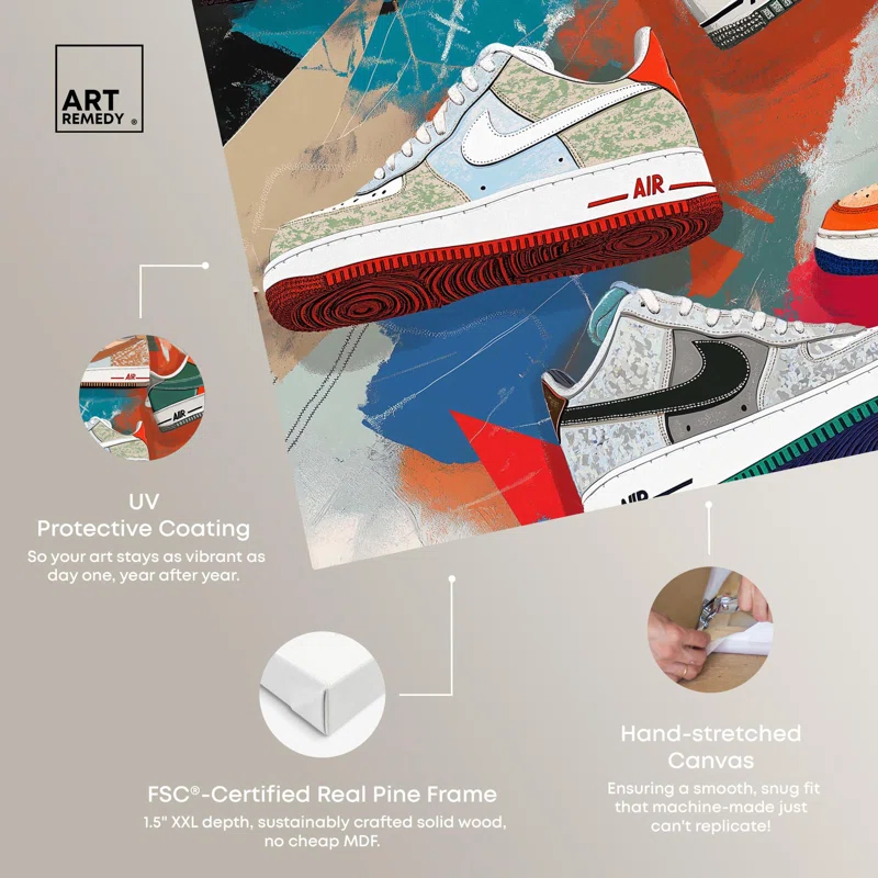 Art Remedy Sneaker Paint Collage Canvas Trendy Sneaker Art by Art Remedy