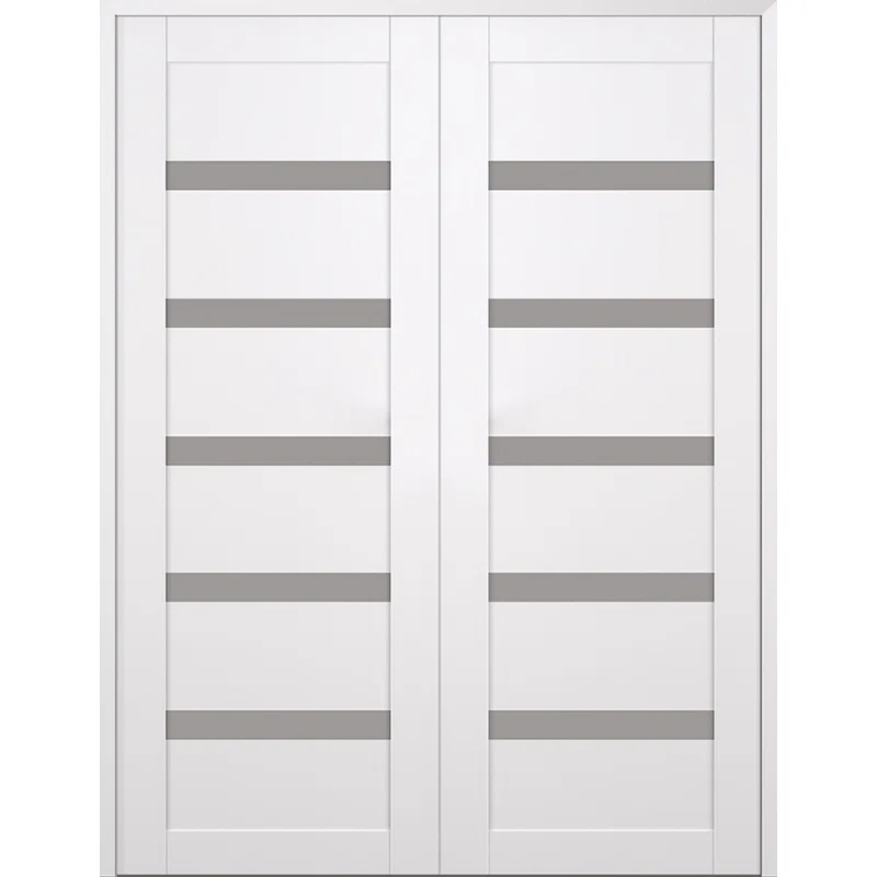 Belldinni Leora Snow White Solid Manufactured Wood and Glass Paneled Smooth Texture Prefinished French Door