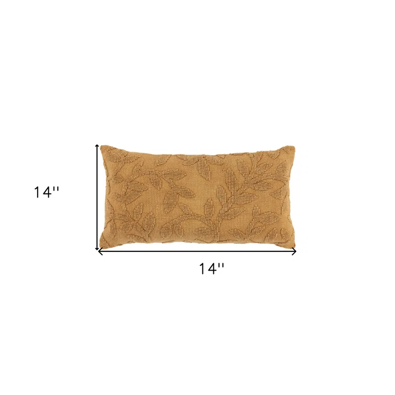HomeRoots 14" X 26" Pumpkin Botanical Cotton Throw Pillow With Texture