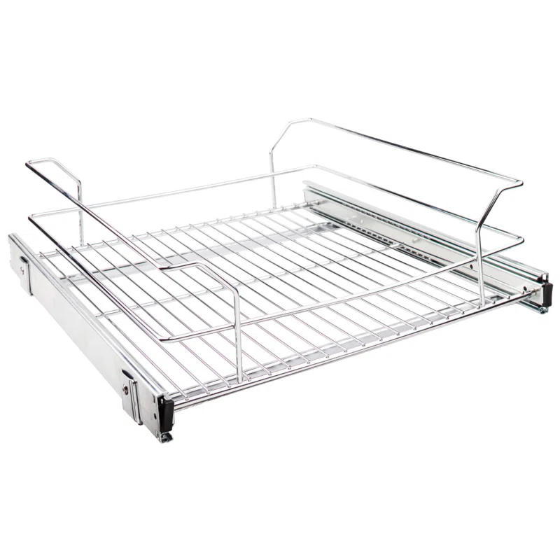 Hardware Resources 14-3/8" Polished Chrome Pullout Basket for 15" Cabinet Opening