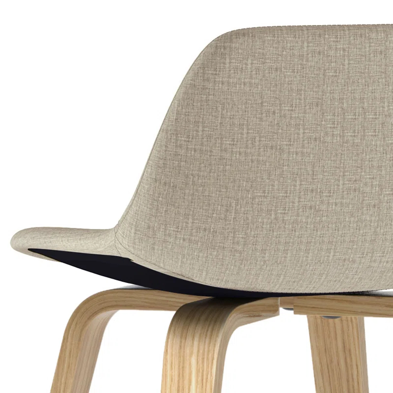 Simpli Home Randolph Upholstered Bentwood Mid-Century Modern Bar & Counter Stool with Chrome Footrest