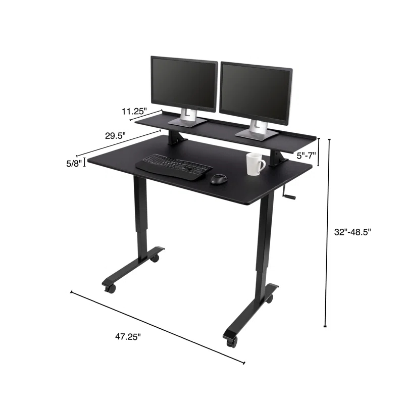 Inbox Zero LaCure Adjustable Metal Base Standing Desk