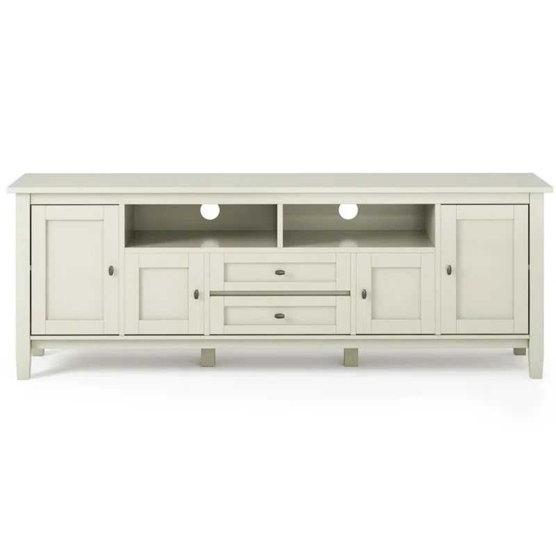 Simpli Home Warm Shaker 72"W Solid Wood TV Stand for TVs up to 80" with 4 Storage Cabinets and 2 Drawers