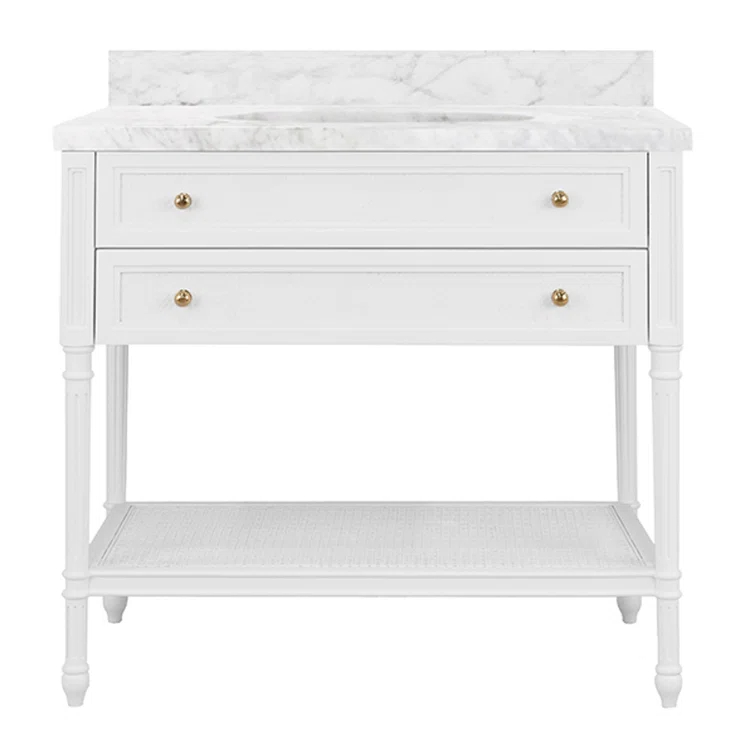 Worlds Away Martha 36.5'' Single Bathroom Vanity with Marble Top