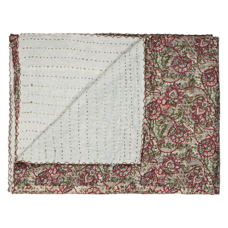 Taj Hotel Kantha Handmade Throw Blanket