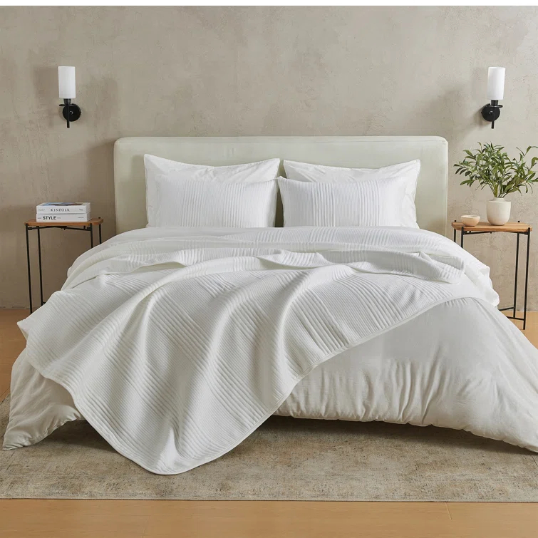 FreshFolds Jersey Cotton Blend Stitched Quilt Set with Shams