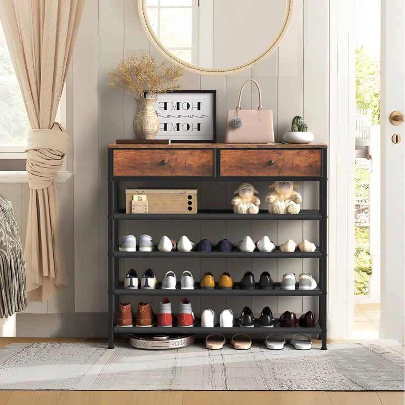17 Stories 5 Tier Shoe Storage Organizer with 2 Drawers
