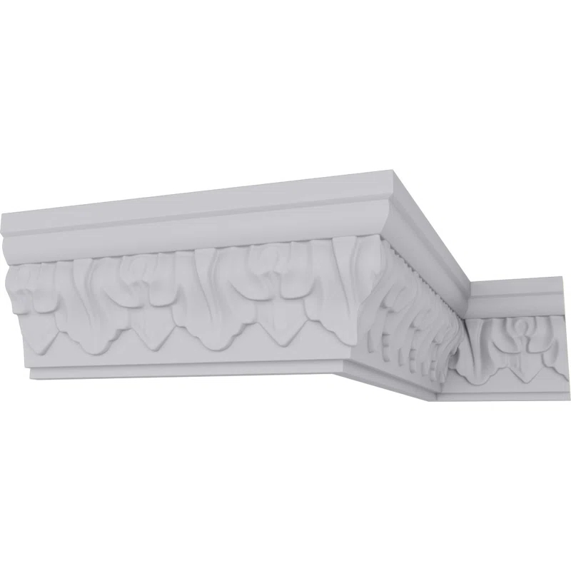 Ekena Millwork 2 5/8"H x 1 1/4"P x 2 7/8"F x 94 1/2"L Ashur Leaf Crown Moulding