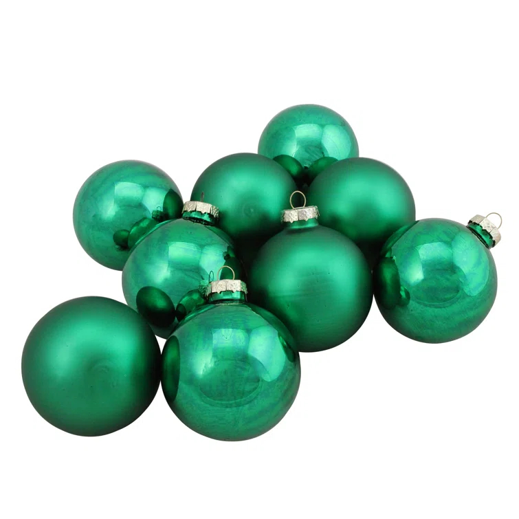 Glass Christmas Ball Ornament (Set of 9)