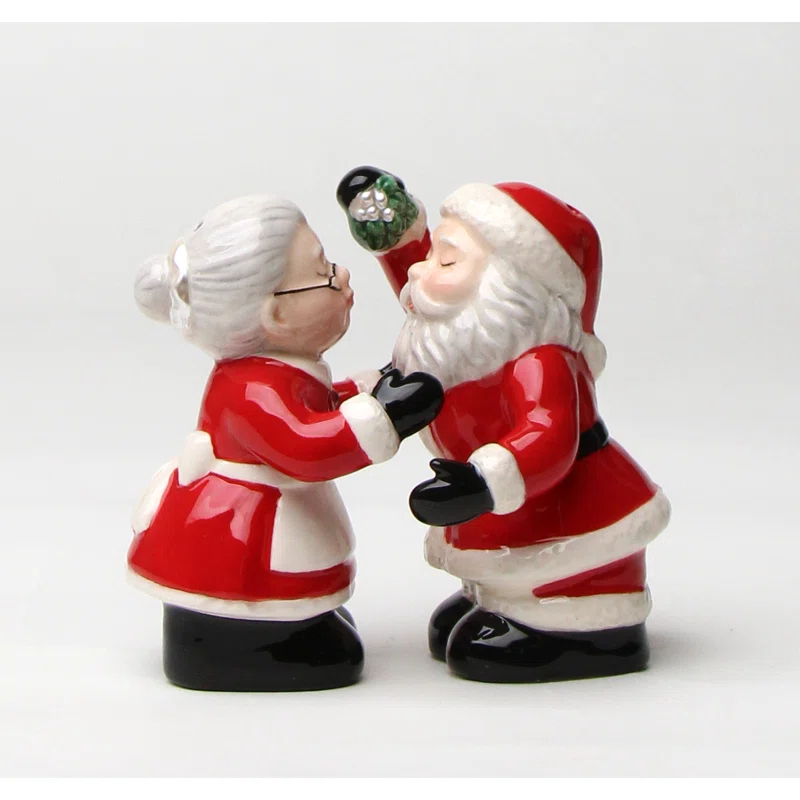 Cosmos Gifts Kissing Santa Couple Salt and Pepper