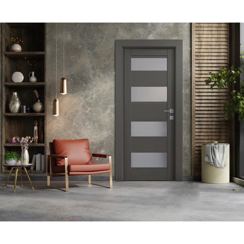 Belldinni Della DIY-FRIENDLY Manufactured Wood and Frosted Glass Single Prehung Standard Door