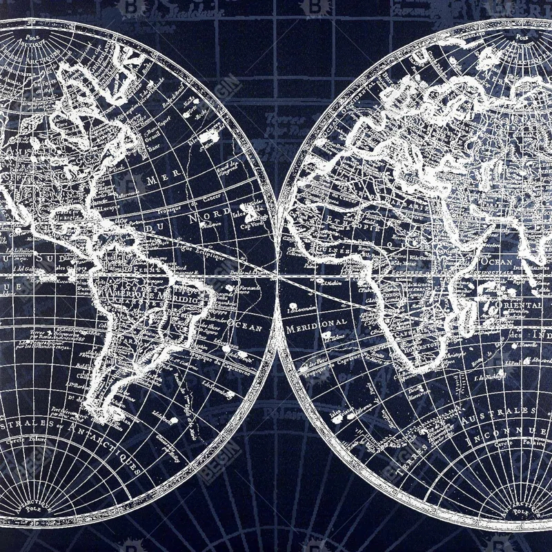 Begin Edition International Inc. " World Map Blue "