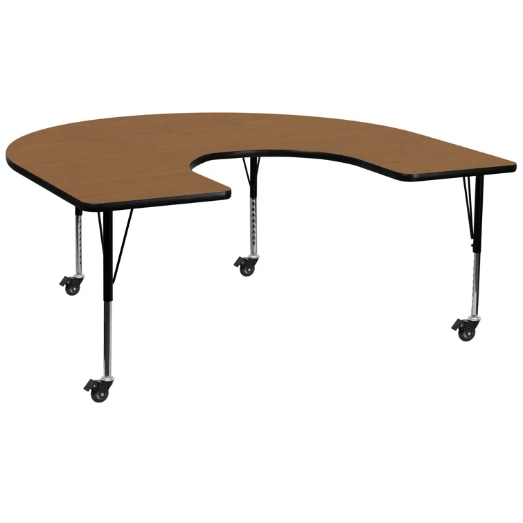 Flash Furniture Goddard 60''W x 66''L Horseshoe Thermal Laminate Activity Table - Adjustable Short Legs