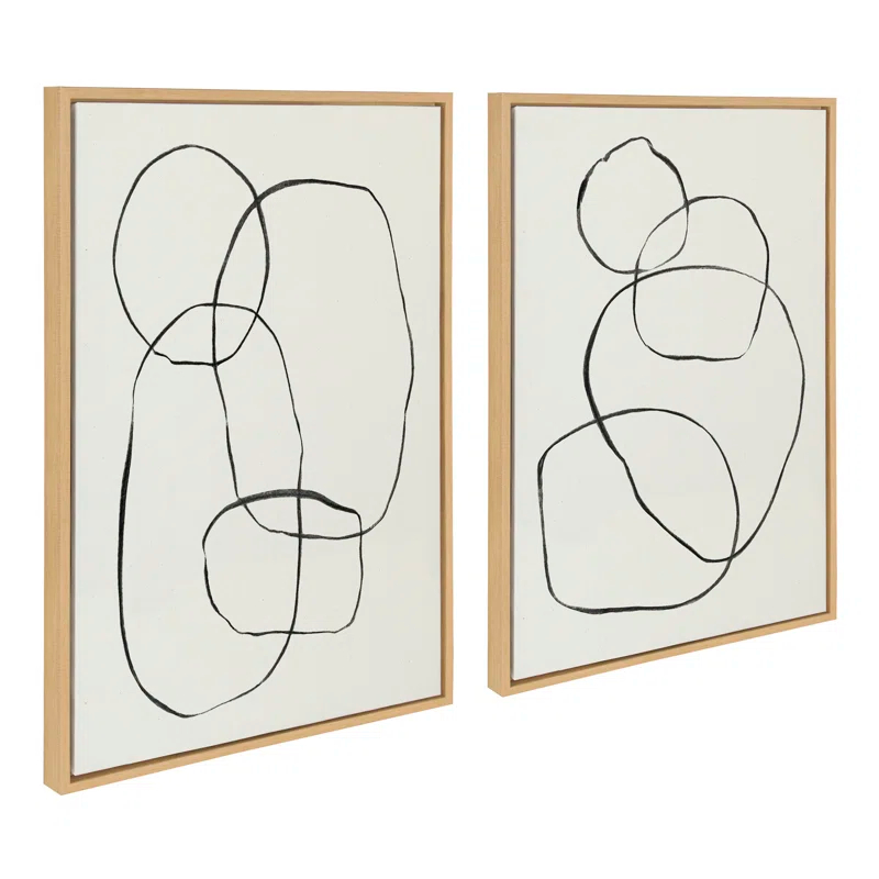 Kate and Laurel " 871 Modern Circles Flinen (left) & 869 Going In Circles Flinen (right) " by Teju Reval 2 - Pieces